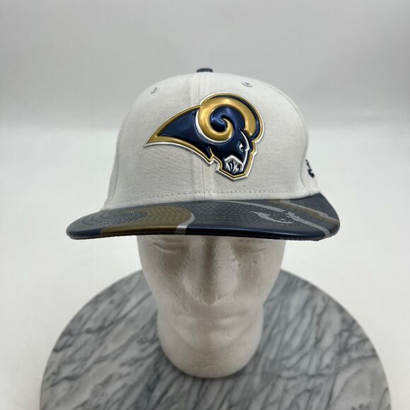New Era Los Angels Rams Mens 7 1/4 59Fifty Fitted Embossed Logo PU Bill Cap - Picture 2 of 12